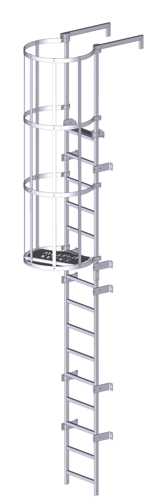 Drabina pionowa z koszem ochronnym FIXO SYSTEM